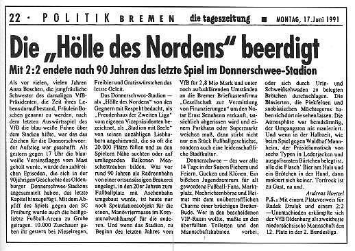 TAZ-Artikel zum letzten Spiel